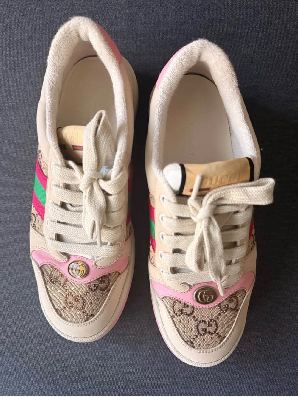 Gucci women’s ' Pink & Beige GG Sneakers